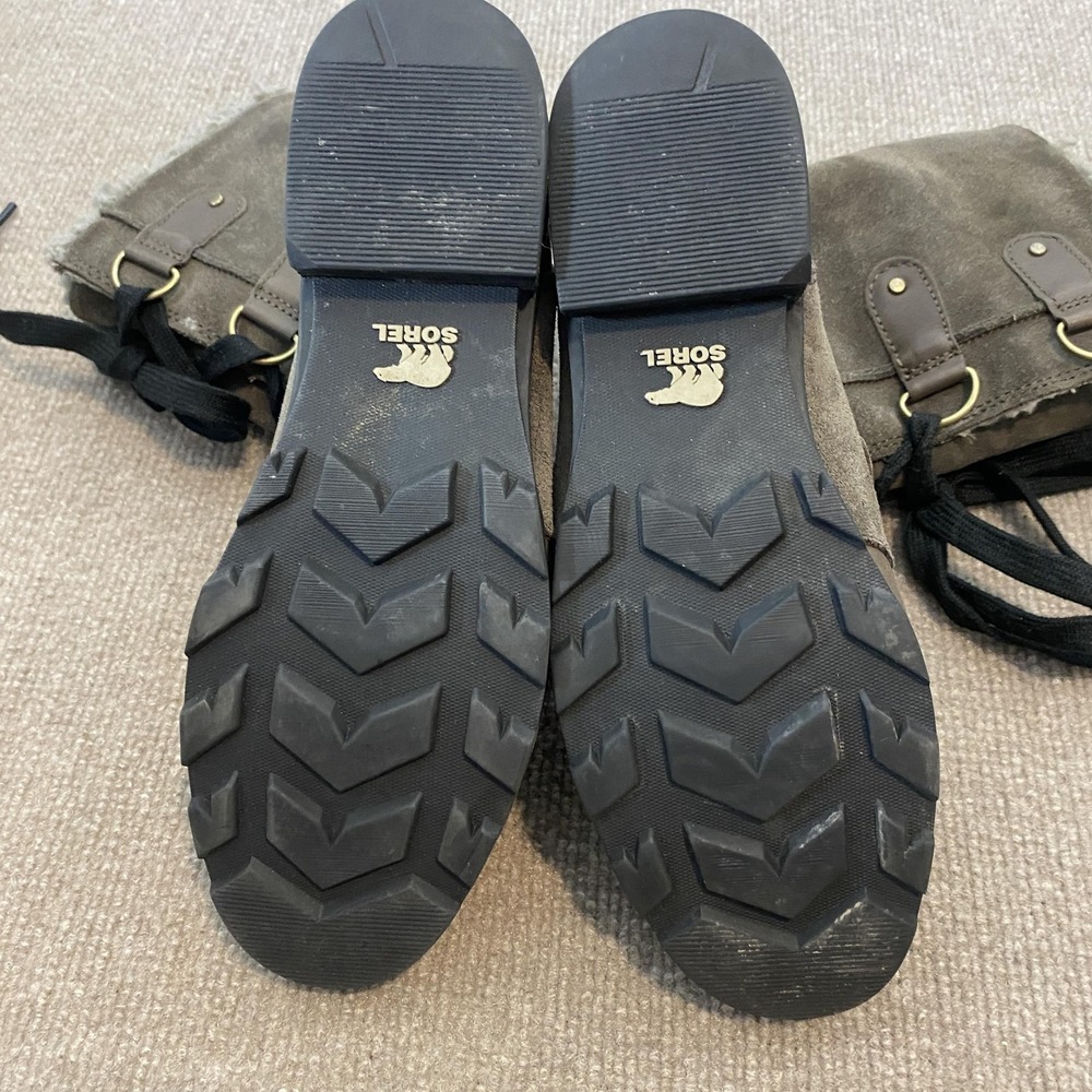 Sorel Snow Boots Womens Size 8 Gray Suede Waterproof Mid Calf Lace Up NL3308-245 - Picture 10 of 11